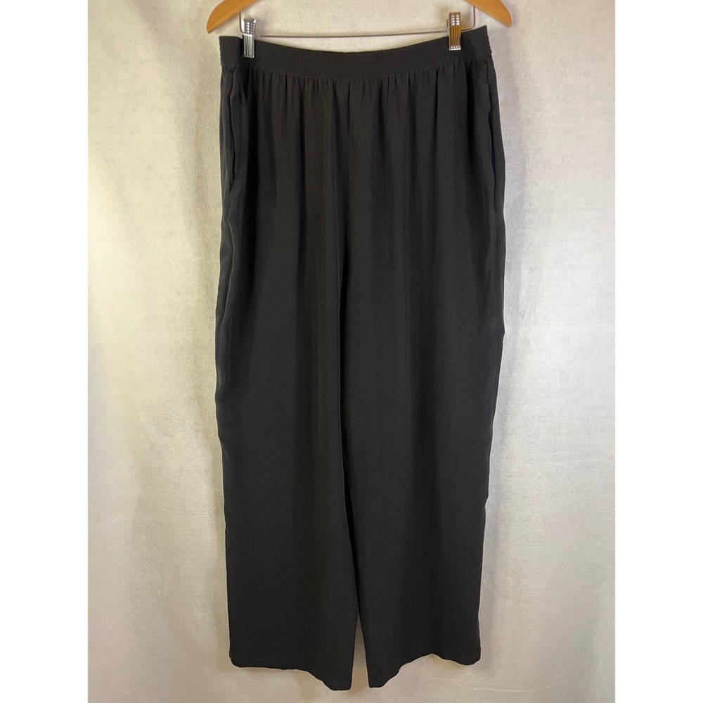 Diane Gilman women's pants 100% silk black wide leg